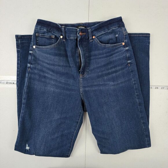 Express Modern Straight Super High Rise Ultra Hyper Jeans womens M 6/8/10 4061 - Picture 1 of 13